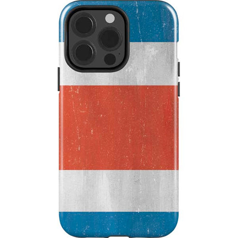 Costa Rican Flag Distressed iPhone 15 Pro Impact Case